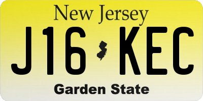 NJ license plate J16KEC