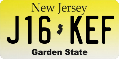 NJ license plate J16KEF