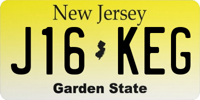 NJ license plate J16KEG