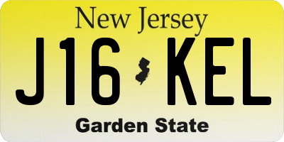 NJ license plate J16KEL