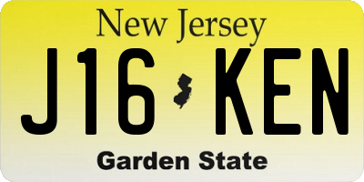 NJ license plate J16KEN