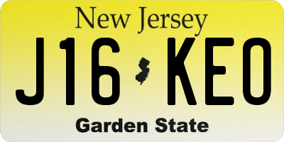 NJ license plate J16KEO