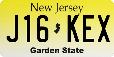 NJ license plate J16KEX