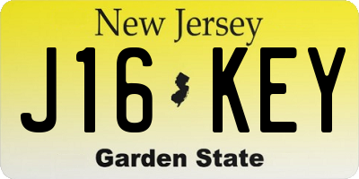 NJ license plate J16KEY