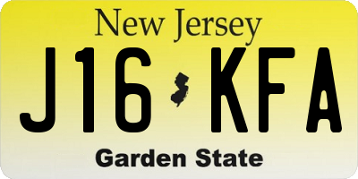 NJ license plate J16KFA