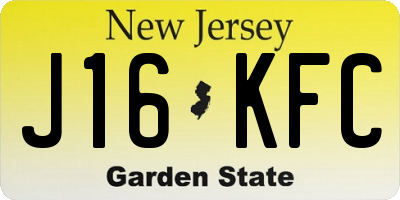 NJ license plate J16KFC