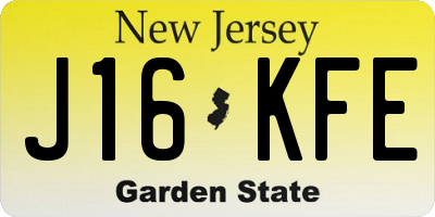 NJ license plate J16KFE
