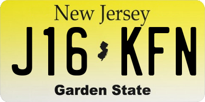 NJ license plate J16KFN