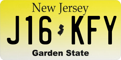 NJ license plate J16KFY