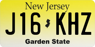 NJ license plate J16KHZ