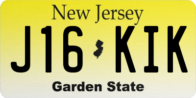 NJ license plate J16KIK