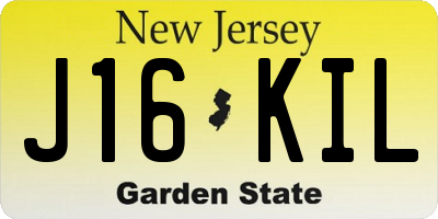 NJ license plate J16KIL