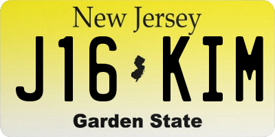 NJ license plate J16KIM