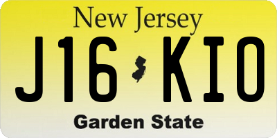 NJ license plate J16KIO