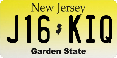 NJ license plate J16KIQ