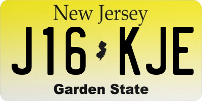 NJ license plate J16KJE