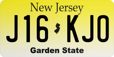 NJ license plate J16KJO