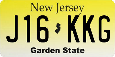NJ license plate J16KKG
