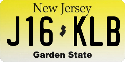 NJ license plate J16KLB