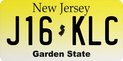 NJ license plate J16KLC