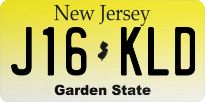 NJ license plate J16KLD