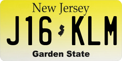 NJ license plate J16KLM