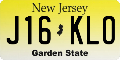 NJ license plate J16KLO