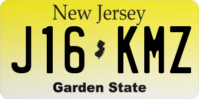 NJ license plate J16KMZ