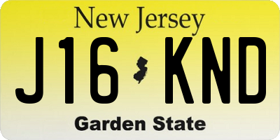 NJ license plate J16KND