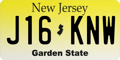 NJ license plate J16KNW