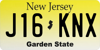 NJ license plate J16KNX