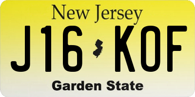 NJ license plate J16KOF