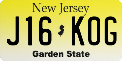 NJ license plate J16KOG