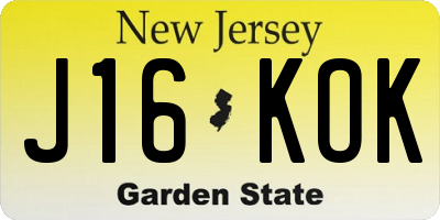 NJ license plate J16KOK