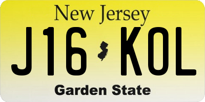 NJ license plate J16KOL