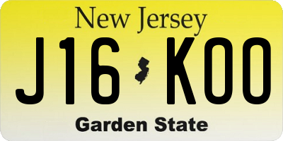 NJ license plate J16KOO