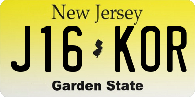NJ license plate J16KOR