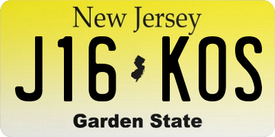 NJ license plate J16KOS