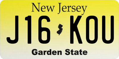 NJ license plate J16KOU
