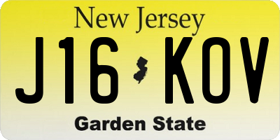 NJ license plate J16KOV