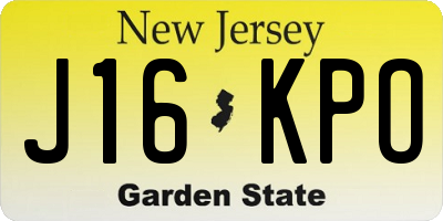 NJ license plate J16KPO