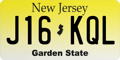 NJ license plate J16KQL