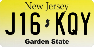 NJ license plate J16KQY