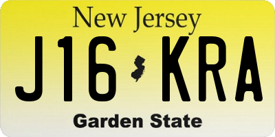 NJ license plate J16KRA
