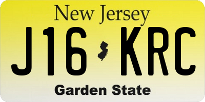 NJ license plate J16KRC