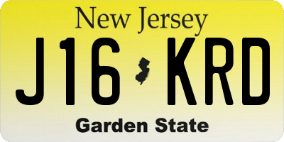 NJ license plate J16KRD