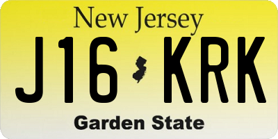 NJ license plate J16KRK