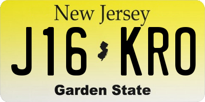 NJ license plate J16KRO