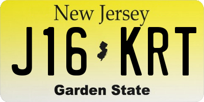 NJ license plate J16KRT