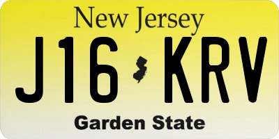 NJ license plate J16KRV